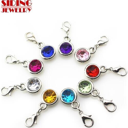 New 100pcs/lot Mix Plastic Crystal Dangle Charms Lobster Clasp DIY Bracelet Necklace Pendants Jewelry Hanging Charms