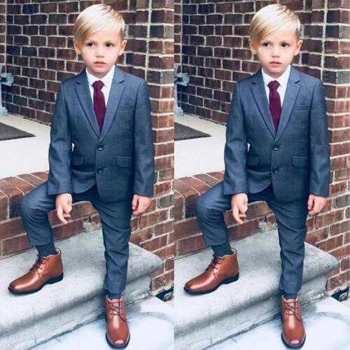 2020 New Boys' Attire Peaked Lapel Two-Button Kids Suits Custom Made Clothing Set 2 Pieces Prom Suits (Jacket+Pants)