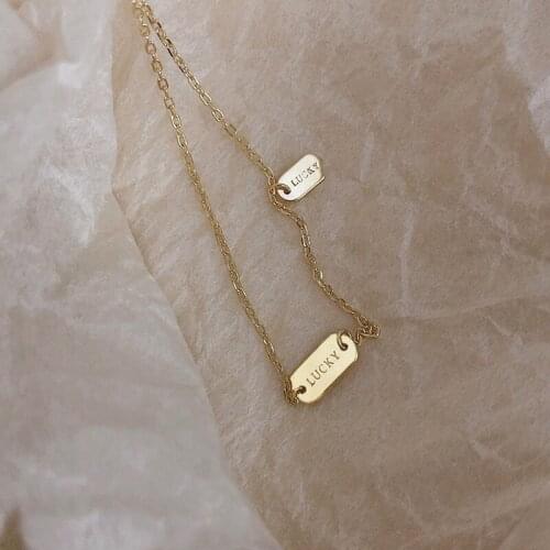 Charm Fashion Lucky Letters Pendant Necklace Simple Dainty Clavicle Choker Women Wedding Statement Jewelry Christmas Gifts