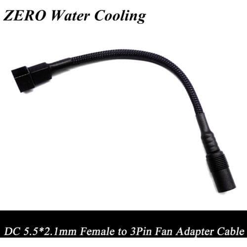 Wholesale 50pcs/Lot 15cm Black Sleeved DC 5.5*2.1mm Female to 3Pin/ 4Pin Fan Adapter Cable Free Shipping
