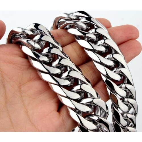 16/19/21mm Heavy Stainless Steel Necklace Mens/Womens Curb Cuban Link Chain Necklaces Fashion Jewelry 7-40inch