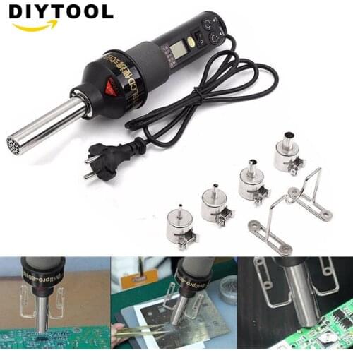 450W Degree LCD Adjustable Electronic Heat Hot Air Gun Desoldering Soldering Station IC SMD BGA Rework 4 Nozzle термоусадка