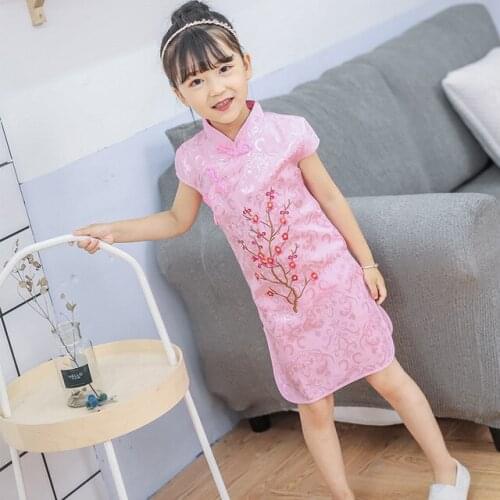 Toddler Girls Dress Kids Chinese Dresses Peacock Clothes Toddler Tutu Princess Dress Traditional Chinese New Year Dress 1-5Y
