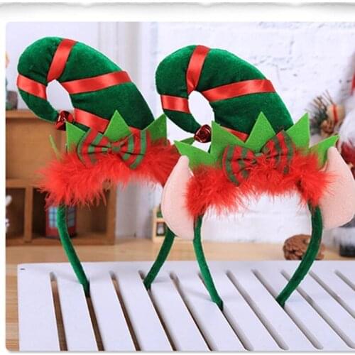 Christmas Headband Elf Santa Xmas Children Adult Headwear Head Hoop Hair Band Natal Christmas Gift New Year 2021 Navidad Noel
