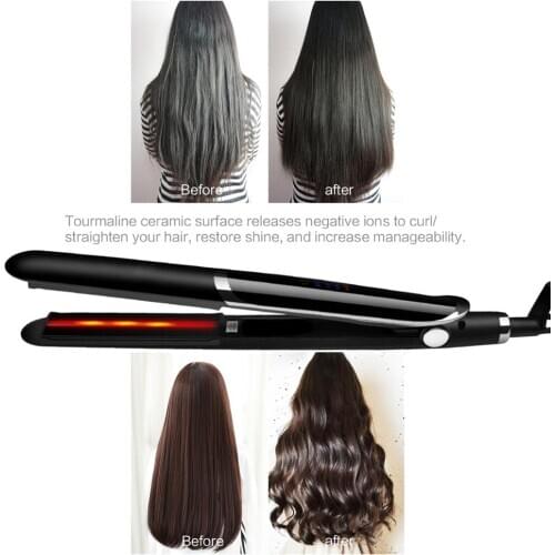 Professional infrared hair straightener and curler 2 in 1 curling flat irons fast heat up 110v-220v hair styling tools