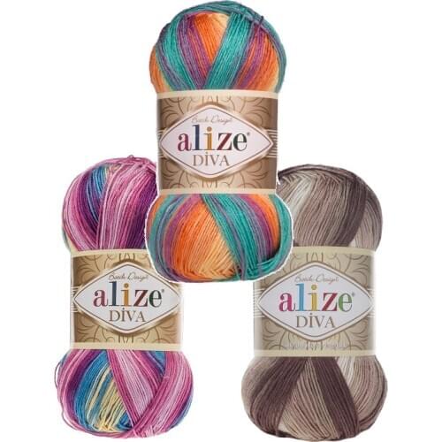 Alize Diva Batik Yarn 100gr-350mt%100Microfiber Acrylic DIY Knitting Crochet Soft Summer Lace Bikini Swimsuit Thin M in Turkey