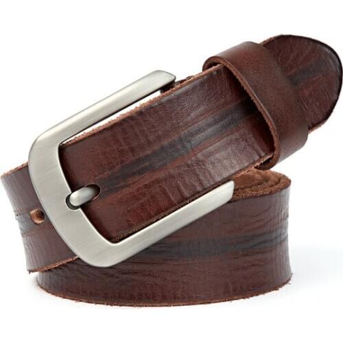Men Leather High Quality Belt Vintage Luxury Design pin buckle men belt Genuine Leather Belts For Men Original Cowhide Casual