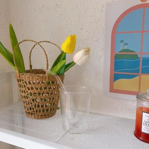 Glass Cups Glasses Mug CupsBeer Vertical Pattern Cup Retro Heat-resistant Glass Simple Water Cup Verre Tazas Посуда кружка اكوا