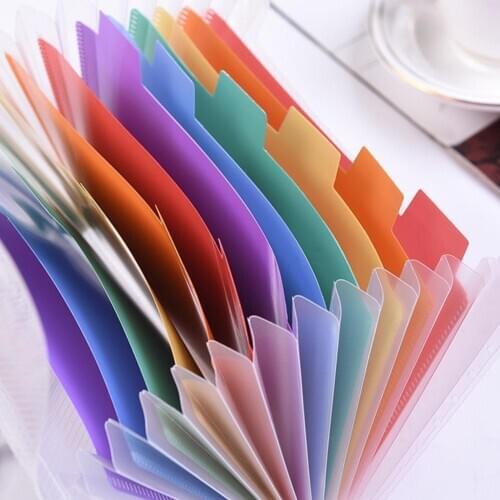 1PC Rainbow Color A6 Document Bag Cute Mini Bill Receipt File Folder Bag Grids 13 Supplies Office Organizer File Pouch Hold R6E4