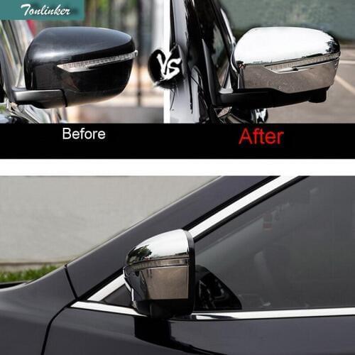 Tonlinker 2 PCS DIY Car Styling ABS Chrome Rearview mirrors brightly framed Cover Case Stickers for Nissan X-Trail 2014