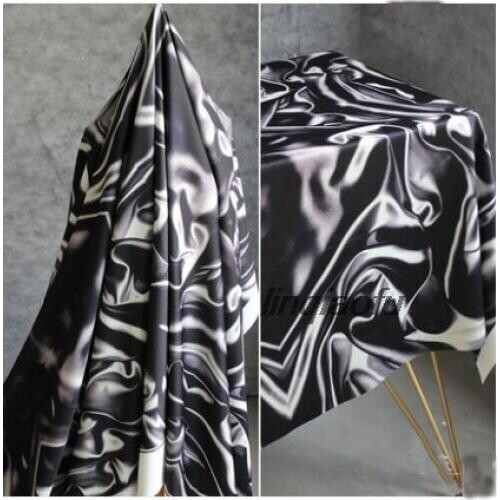 Twisted black hole black and white printing creative fashion ink printing empty layer fabric