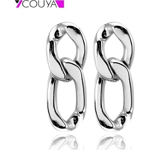 Twisted Oval Link Chain Stud Earrings Crossed Link Metal Statement Earring Long Earrings for Women Hiphop Party Jewelry Gift