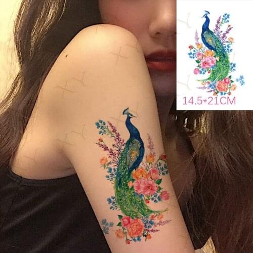 Waterproof Temporary Tattoo Sticker Color Peacock Feather Flower Flash Tattos Lavender Rabbit Body Art Arm Fake Tatoo Women Men