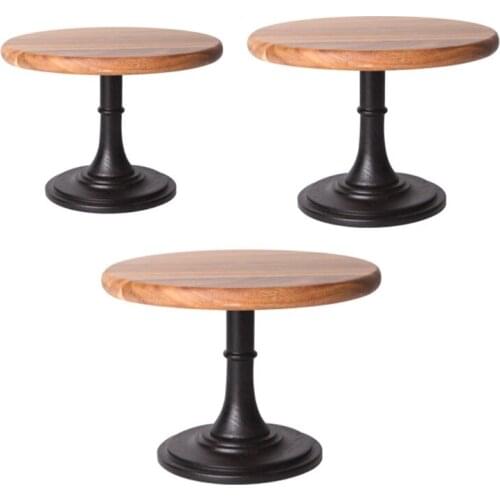 Tall Solid Wood Cake Pan Round Pedestal Dessert Table Tray Stand Holder Cupcake Display Rack Bakeware Birthday Wedding Bar