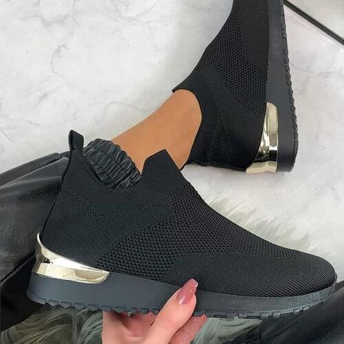 Womens Big Size Sneakers Shoes Lightweight Breathable Sneakers Slip-on Mesh Breathable Lightweight Sports Running Shoes