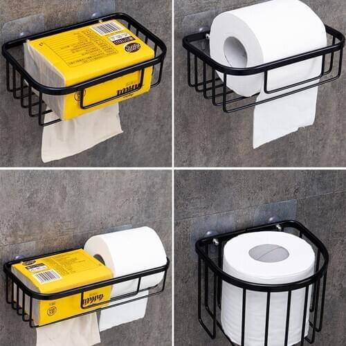 1pcs Wall Hanging Roll Holder Hotel Toilet Paper Shampoo Hollow Out Rack Wall Towel Hollow Out Storage Basket Bathroom