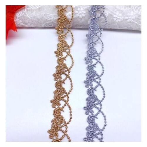 1yard Width:2cm Gold Thread Water-soluble Lace Polyester Clothing Sewing Accessories Skirt Decorations (ss-2075)