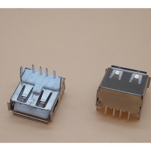10pcs USB 2.0 4Pin A Type Female Socket Connector 90 degree Pin