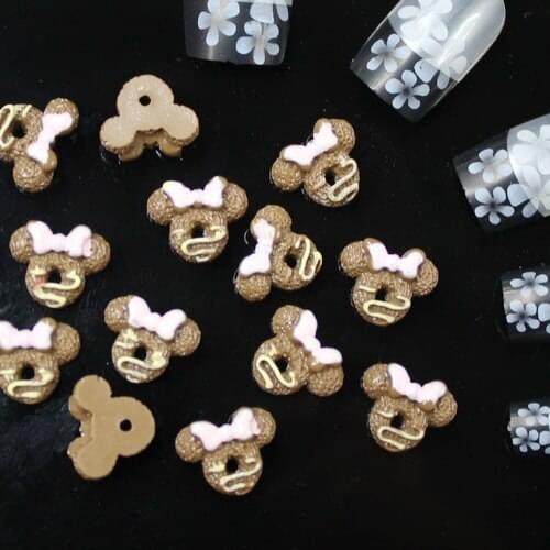 200pcs 12x9mm coffee color Mickeyhead nail jewelry fashion Manicure cartoon nail sticker