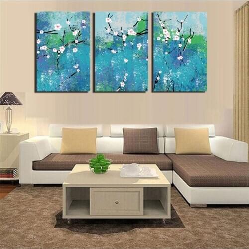 3PCS Plum Flower Wall Art Impressionist Room Decor Wall Painting Living Room Office Hotel Home Decoration Accessori
