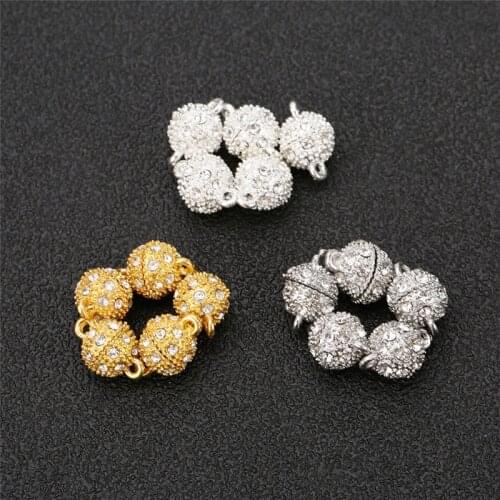 5set Gold Silver Color Crystal Magnetic Jewelry Clasps Metal Copper Bracelet End Clasps Necklace Connectors Jewelry Diy Making