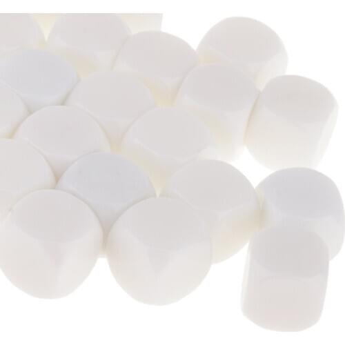 Acrylic Blank Dice Bulk 6 Sided 16mm Customizable Cubes for DIY Crafting, Math Teaching, Board Games, Solid White, Pack of 25