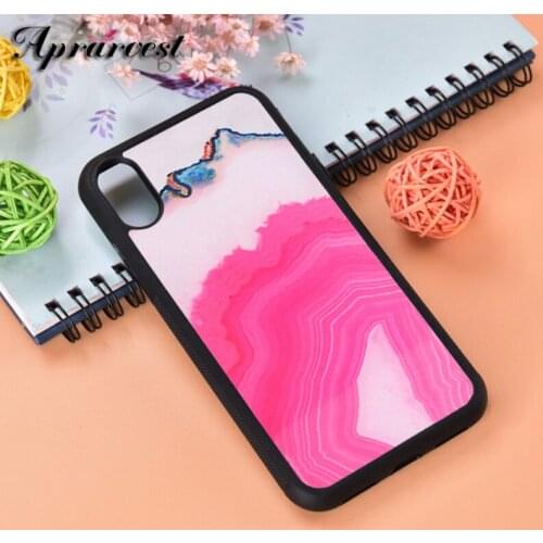 Aprarvest Magenta Stone Silicone Rubber Phone Case Cover For iPhone 5 5S SE 6 6S 7 8 PLUS X XS XR MAX 11 PRO