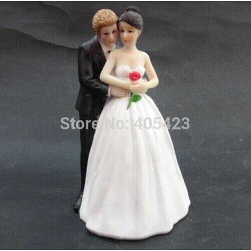 Free shipping 1pcs Valentines wedding craft gift bride and groom resin cake topper dolls