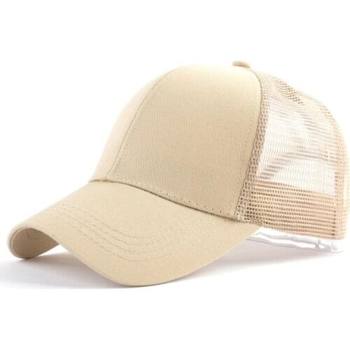 Zomer Ademend Paardenstaart Baseball Cap Vrouwen Outdoor Verstelbare Pure Kleur Messy Bun Snapback Mesh Hoed Sport