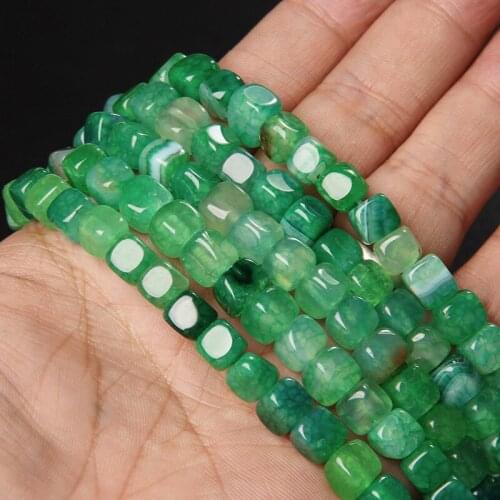 New Arrival Natural Stone Square Shape Bead Green Agates Loose Beads for Jewelry Making DIY Bracelet Necklace 6-8mm 15 Inches