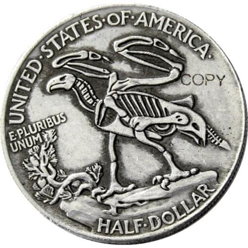 FK(01)Hobo 1916 Walking Liberty Half Dollar Skull Design Coin Copy