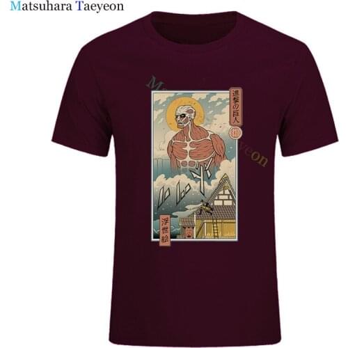 Vintage Ukiyoe Style Attack on Titan Funny Anime Tshirt Men Summer New Black Casual Short T Shirt Unisex Streetwear Ukiyo Tee