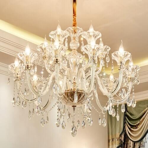 New European Style Bedroom Living Room Crystal Chandelier Lights Luxury Dining Room Hall Crystal Lights Candle Crystal Lamps