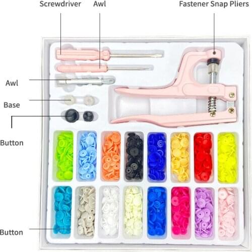 Multifunction Snaps and 3 Kinds Replace Snap Pliers Set, T5 Plastic/Metal Buttons for Sewing & Crafting Clothing Resin Garment
