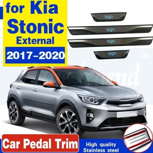 For Kia Stonic Car Accessories Door Sill Protector Scuff Plate Auto Threshold Pedal Styling Sticker 2020 2021 2019 2018 2017