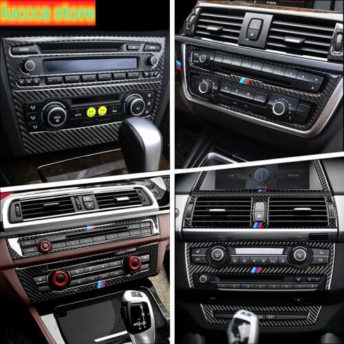Carbon Fiber Car Air Conditioning CD Panel Cover Sticker For BMW X5 X6 F30 F32 F20 F10 F15 F16 F34 E90 E70 E71 E60 G30 G32 F22