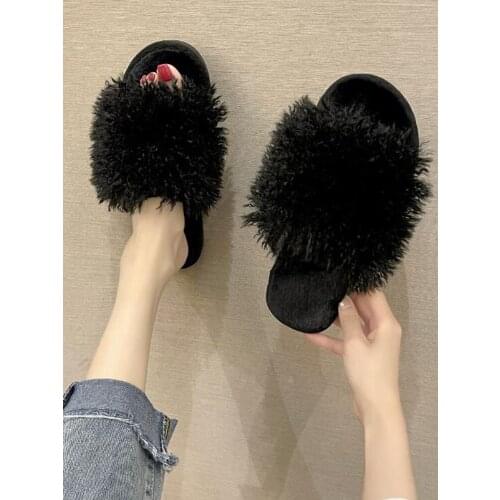 New Autumn Winter Warm Ladies Cotton Shoes Home Bedroom Sofa Floor Comfortable Non-Slip Soft Cute Plush Outdoor Womens Slippers