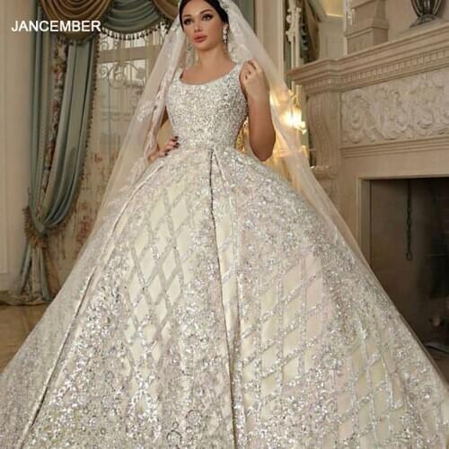 J67122 JANCEMBER Sleeveless Celebrity Dresses 2020 Ball Gowns Scoop Neck Lace Up Back Sequined célébrité robes vestido de noche