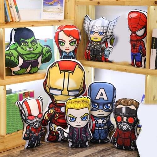 Spider-man Iron Man Plush Toys Disney Cartoon Captain America Avengers Stuffed Dolls Pillow Animation Cushion Childrens Toys