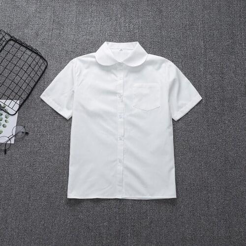 Japanese Student Short Sleeve Milk White Shirt Girls Work Uniform School Dress Ladies Jk Uniform Top Oversize XS-5XL Wholesale