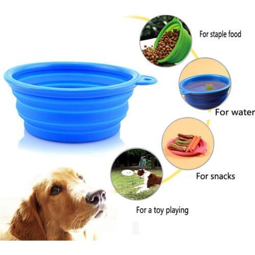 Silicone Cat Dog Food Or Water Bowl Bright Color Three Folding 450ml Pet Bowl Feeder Pet Supplies Free Send 1 Carry Hanging Hook