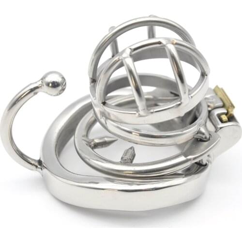 Ergonomic Design Super Short Stainless Steel Male Chastity Cage with 40/45/50mm Cock Ring Cock Cage Penis Lock Men Chastity Belt