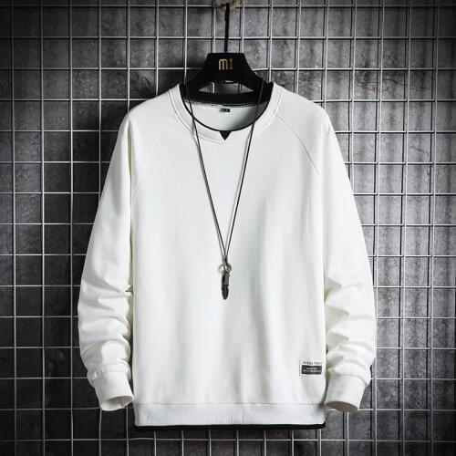 Autumn New Hoodies Sweatshirt Men Casual Fleece Loose Harajuku Pullover Male Hip Hop Streetwear Korean Solid O-Neck Hoodie