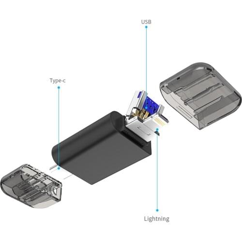 DM 3 in 1 USB flash drive for iPhone for Type C smartphone for Mac APD005