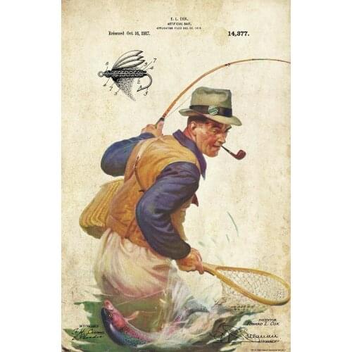 Vintage Fly Fishing Lure ART SILK POSTER Decorative Wall painting 24x36inch