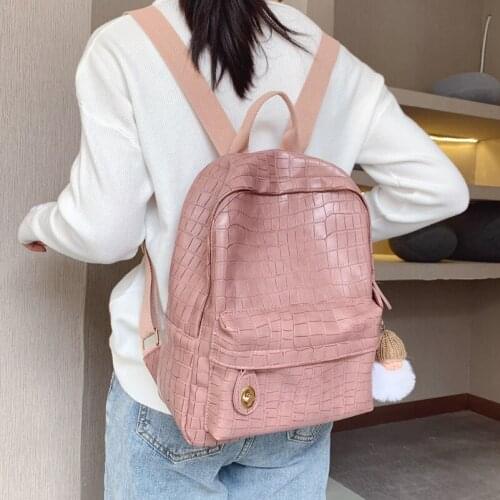 Large capacity Casual travel bags pu leather female school bags Fashion Alligator print women backpack