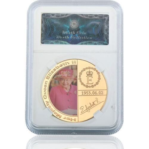 WR England Her Majesty Queen Elizabeth II Collection Coin 40*3mm Pure Gold Plated Metal Coin For Home commemorate Business Gift
