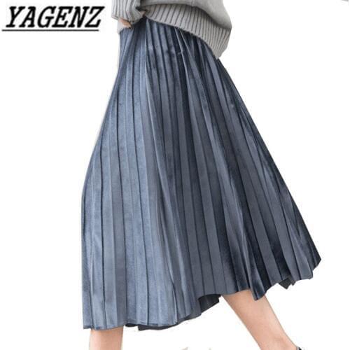 Large 2020 Womens Pleated Skirt Spring/Summer Elegant Temperament Stretch Waistline Loose Ladies Big Swing Skirt Plus size 6XL