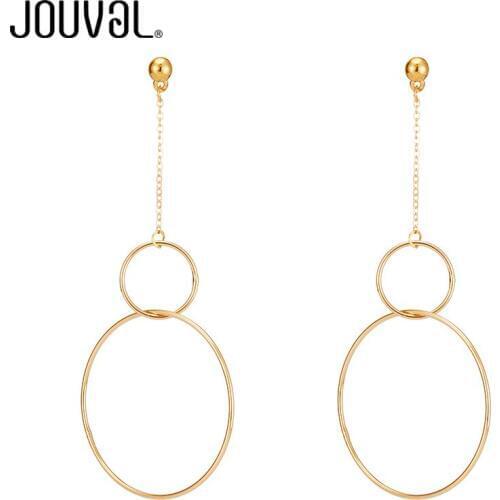 JOUVAL 2018 New European Exaggerated Aros Big Hoop Earrings for Women Double Round Circle Pendant Long Earrings Brincos Jewelry