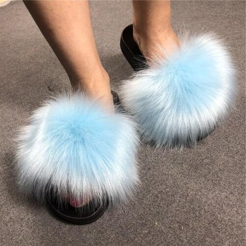 2021 Hot Sale Top Quality Cheap Price Furry Faux Fur Fluffy Indoor Outdoor Slides for women
